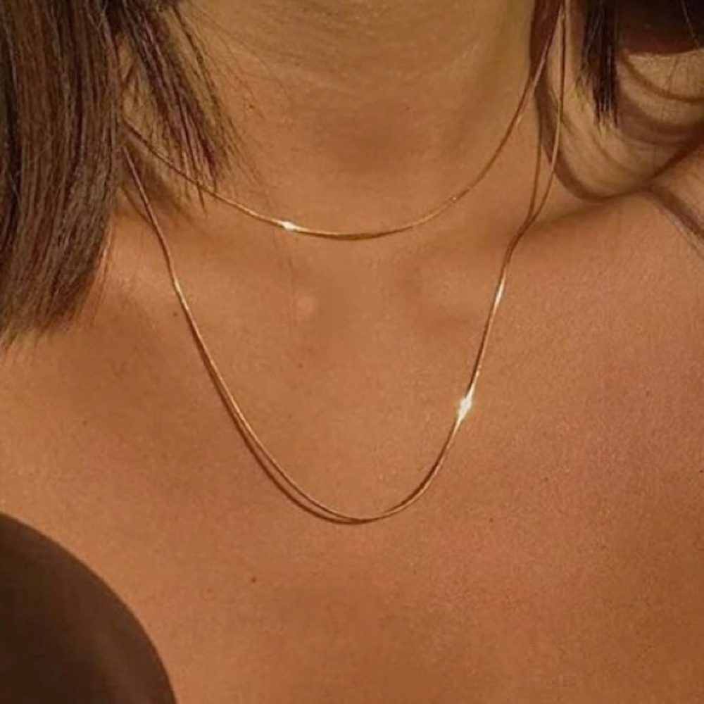 18K Gold Snake Chain Dainty 1mm